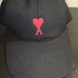 Ami Black Hat with Red Heart Logo